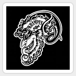 Smiling Krampus - White Outlined, Black Design Version Sticker